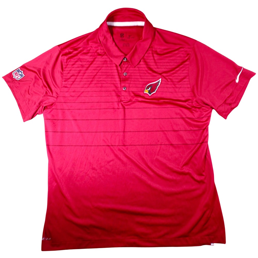 Nike Arizona Cardinals NFL On Field Apparel Red Dri-FIT Polo‎ Shirt Mens XXL